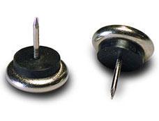 "Metal nail-on glide, 7/8"" nickel base with poly cushion."